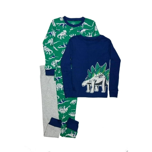 Carter's Boy's Dinosaur Print Stegosaurus 4-Piece Cotton Pajama Set, Size 4