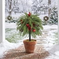 thumbnail image 5 of Uv Resistant Artificial Poinsettia Yard Stake, Realistic Christmas Floral Stake with Frosted Branches, Pine Cones and Berries, for Outdoor Garden and Indoor Tabletop Holiday Decor, 5 of 7