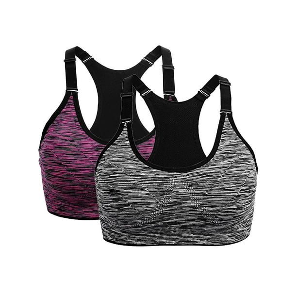 2 Pieces Women Sports Bras, Push Up Sports Bra with Adjustable