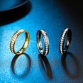 thumbnail image 2 of Stainless Steel Ring Black IP Plated Geometric Rhinestone Inlay Unisex Jewelry For Men And Women Casual Modern, 2 of 3
