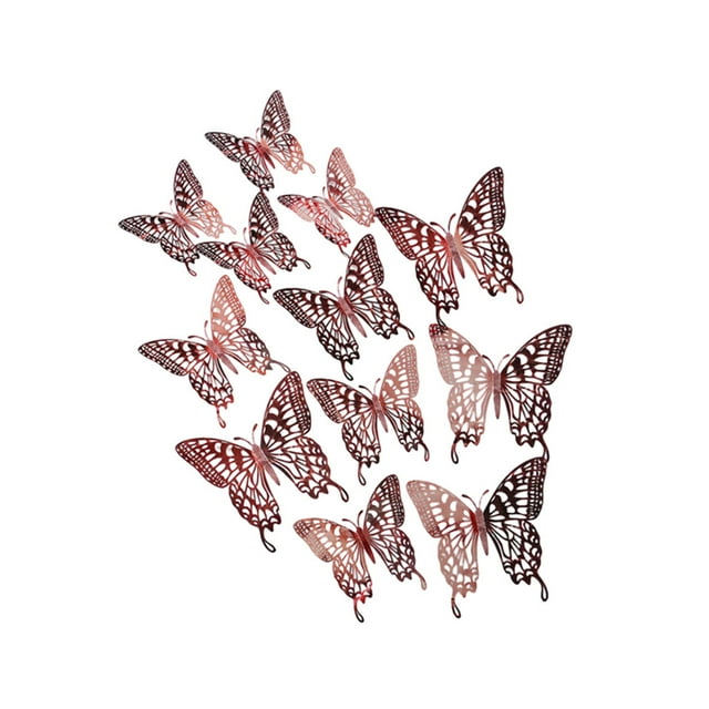 Transemion Glitter And Exquisite Stickers For Amazing Home Decor With Butterflies Various LK12 Rose Gold 1Set