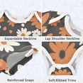 thumbnail image 3 of Small Flowers in Orange and White Pure Cotton Bodysuit Short Sleeve Pajamas One-Piece Romper Unisex 9M, 3 of 6