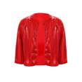 thumbnail image 1 of XUNZOO Kids Girls Sequin Tops Metallic Short Sleeve Bolero Shrug Open Front Cardigan Pageant Party Fancy Dress Up Red 130, 1 of 7