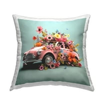 Stupell Industries Antique Car with Blossoms Decorative Printed Throw Pillow, 18 x 18