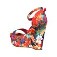 thumbnail image 3 of Women Fabric Tropical Printed Open Toe Platform Wedge Sandal 18459, 3 of 6