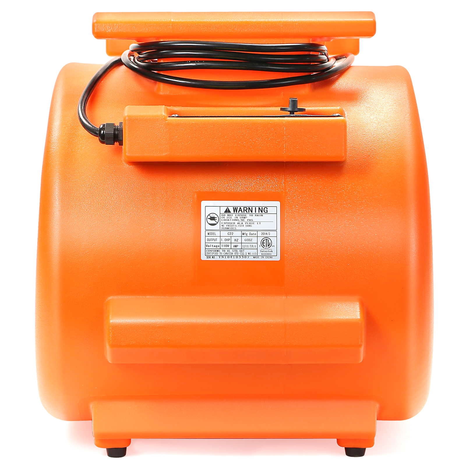 Dryser Air Mover Carpet Dryer 3 Speed 1 HP Industrial Floor Fan - Orange Stackable Carpet Drying Fan Floor Blower