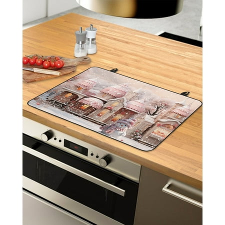 

Pink Christmas Stove Top Covers for Electric Stove Heat Insulation Fireproof Glass Cooktop Cover Counter Top Glass Stove Cover for Prevent Scratches 36 x21 Xmas Snowman Winter Snowflake Pink House