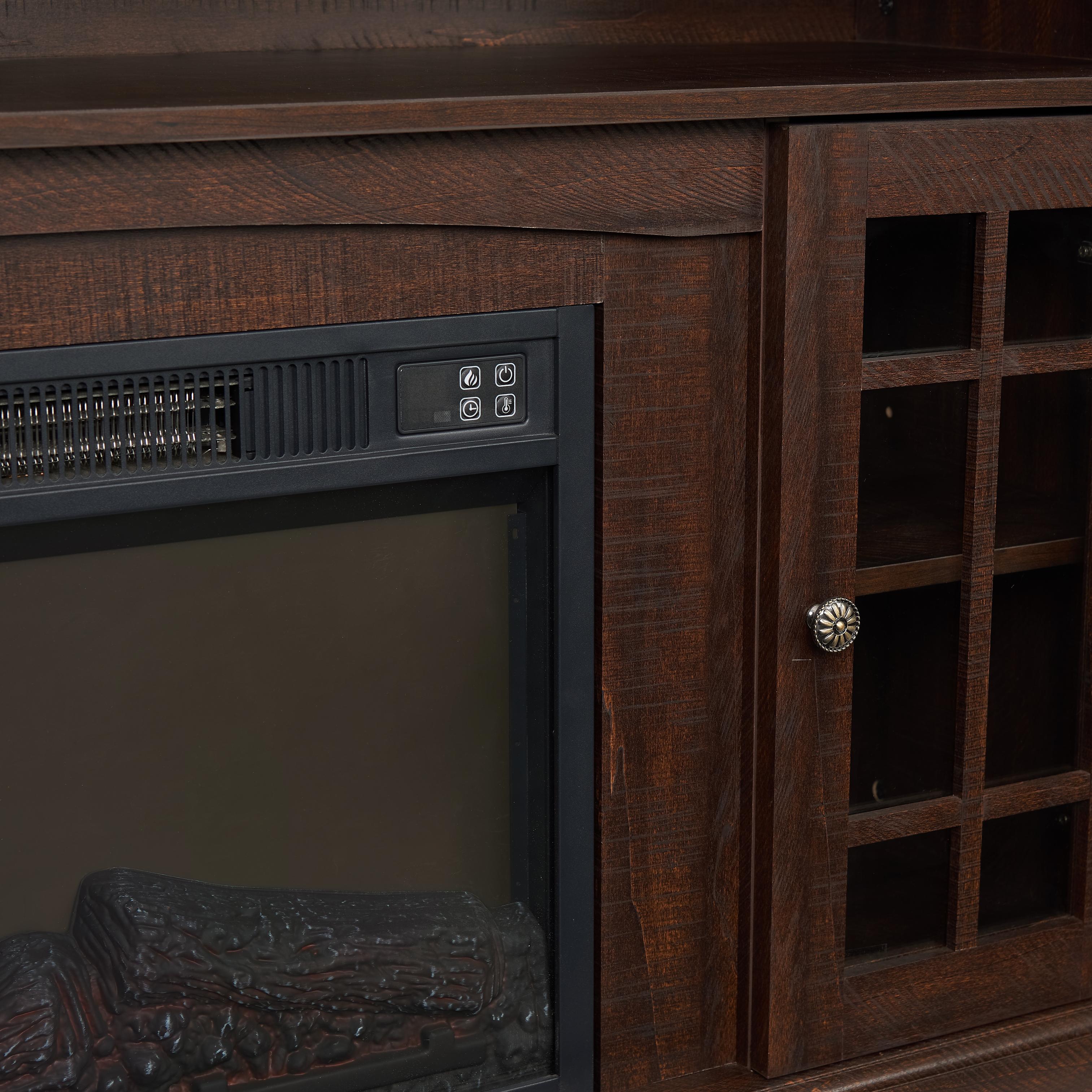 PAPROOS Fireplace TV Stand for 65 Inch TV, Modern Farmhouse TV Cabinet with 23'' Electric Fireplace, Entertainment Center Television Console Table for Living Room, Brown