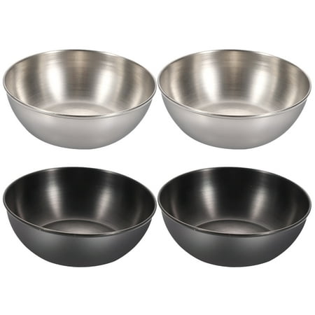 

4pcs Stainless Steel Sauce Dipping Dish Household Seasoning Bowl Sturdy Appetizer Plate Sauce Dish