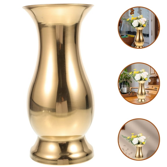 RENACLIPY Golden Metal Flower Vase Stainless Steel Decorative Home for Living Room and Office