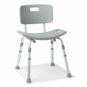 Medline Shower Chair Bath Bench with Back, Height Adjustable, Supports up to 400 lbs, Gray