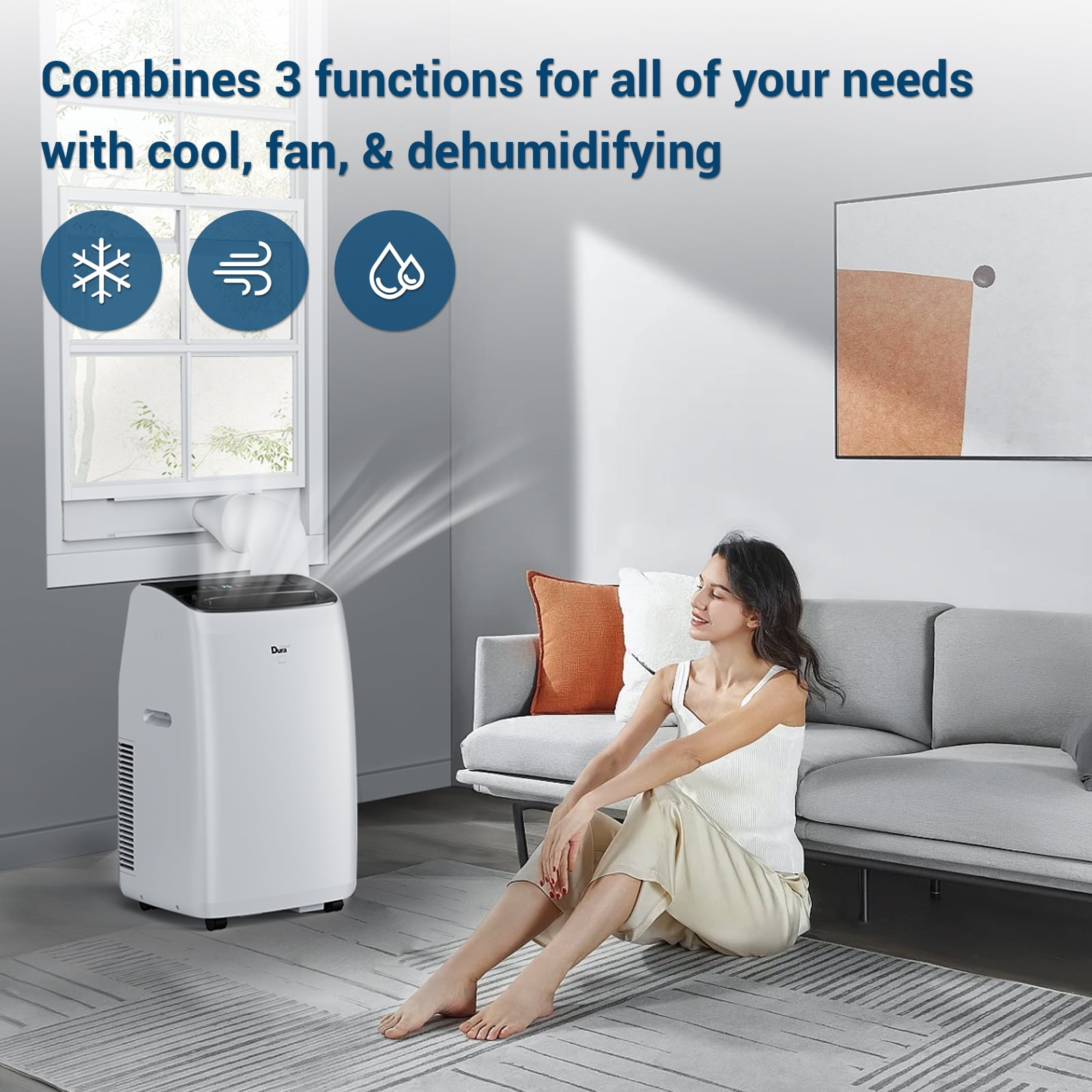 DuraComfort Portable Air Conditioner for Room, 14000 BTU, 450 Sq Ft, White, 10200BTU(SACC)
