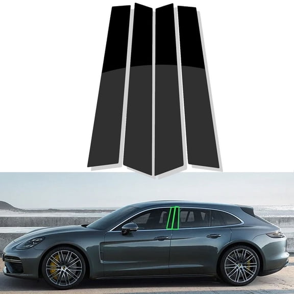 4pcs Glossy Black Pillar Posts Window Door Trim Covers For Porsche Panamera 2017-2021