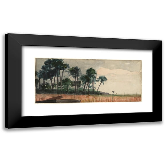 Winslow Homer 14x8 Black Modern Framed Museum Art Print Titled - Palm Trees, Red (1890)