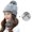 Grey, variant on 4Pcs/Set Winter Knit Beanie Hat Scarf Set with Face Cover Touchscreen Gloves for Women, Pom Slouchy Skull Cap with Fleece Lined