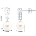 thumbnail image 3 of Rosec Jewels Freshwater Pearl Drop Earrings with Moissanite for Women - AAA Quality, 18K White Gold, 3 of 7