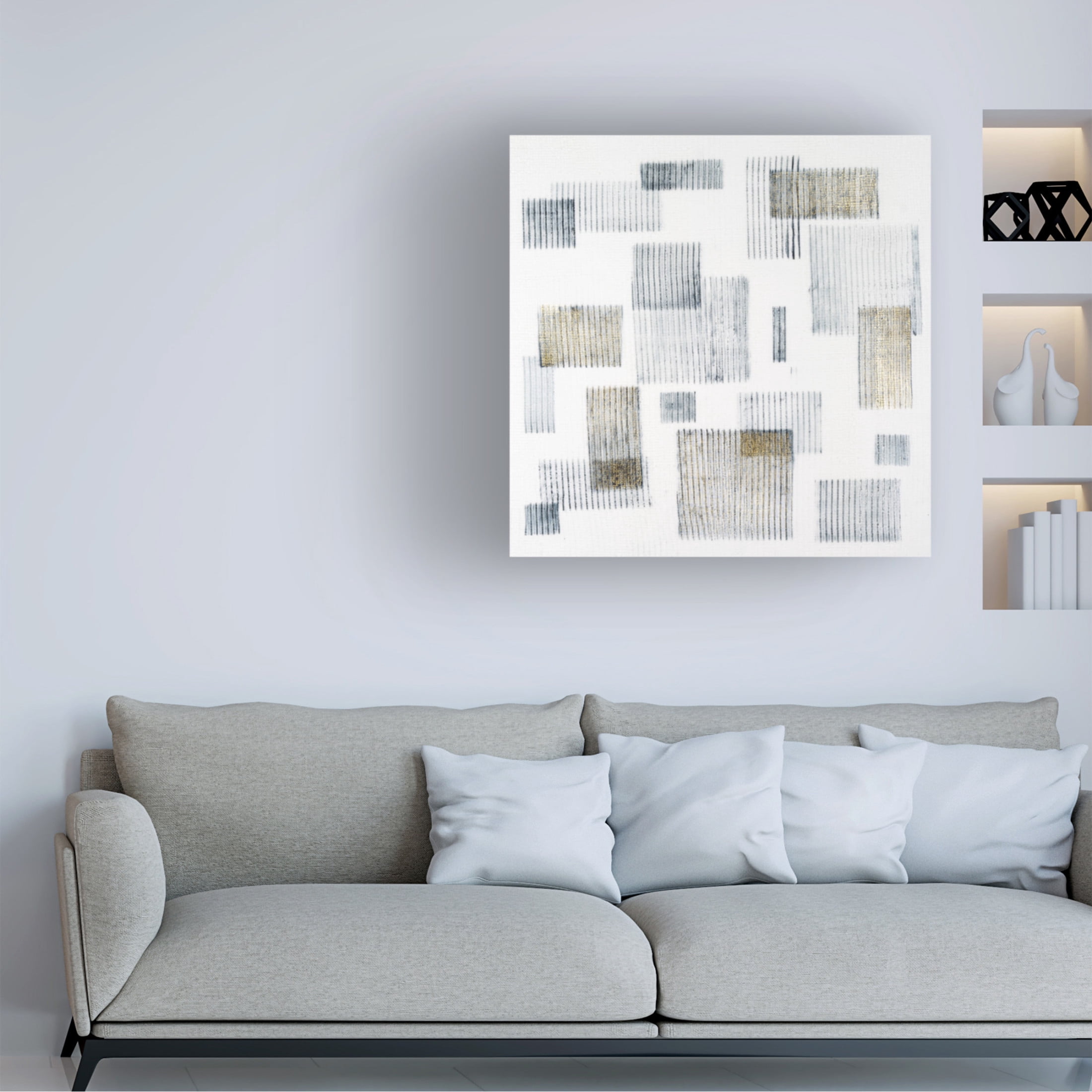 Trademark Fine Art Vanna Lam Embellished Shadow Squares I Canvas Wall Art