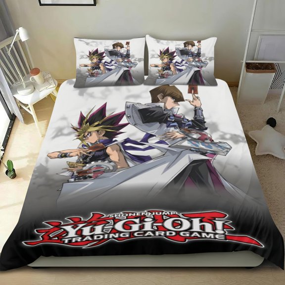 Yu Gi Oh! Themed Bed Sheet Set Three Piece Set 53x79 In ches Comfortable And Skin Friendly Unique Design Creating A Star Studded Night Home Decor Gifts For Family Friends fans