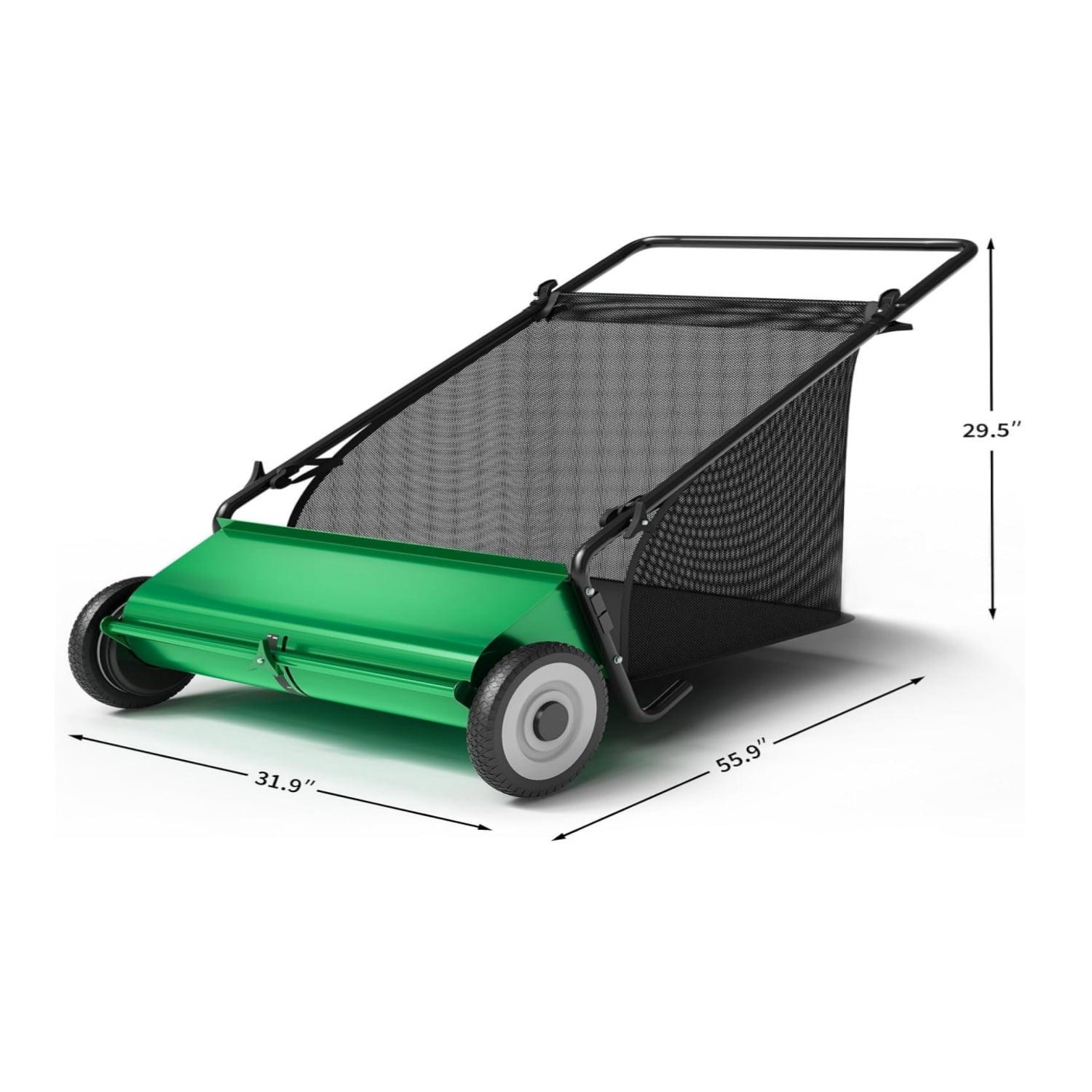 26-Inch Manual Push Lawn Sweeper with 7 Cu. Ft. Hopper Bag, 4 Fast Spinning Brushes & Adjustable Height, Heavy Duty Yard Sweeper for Leaves, Grass Clippings & Debris Collection
