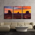 thumbnail image 2 of wall26 - 3 Piece Canvas Wall Art - Monument Valley Sunset West and East Mittens and Merrick Butte Utah - Modern Home Art Stretched and Framed Ready to Hang - 24"x36"x3 Panels, 2 of 4
