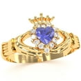 thumbnail image 2 of Claddagh Tanzanite Diamond Ring In Solid 14k Yellow Gold, 2 of 6