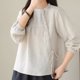 thumbnail image 1 of TaTaai Women Spring Summer Loose Linen-Like Blouses Slant Front Tie Design 3/4 Sleeve Soft Breathable Casual Daily Wear Fashion Tops Gift, 1 of 3