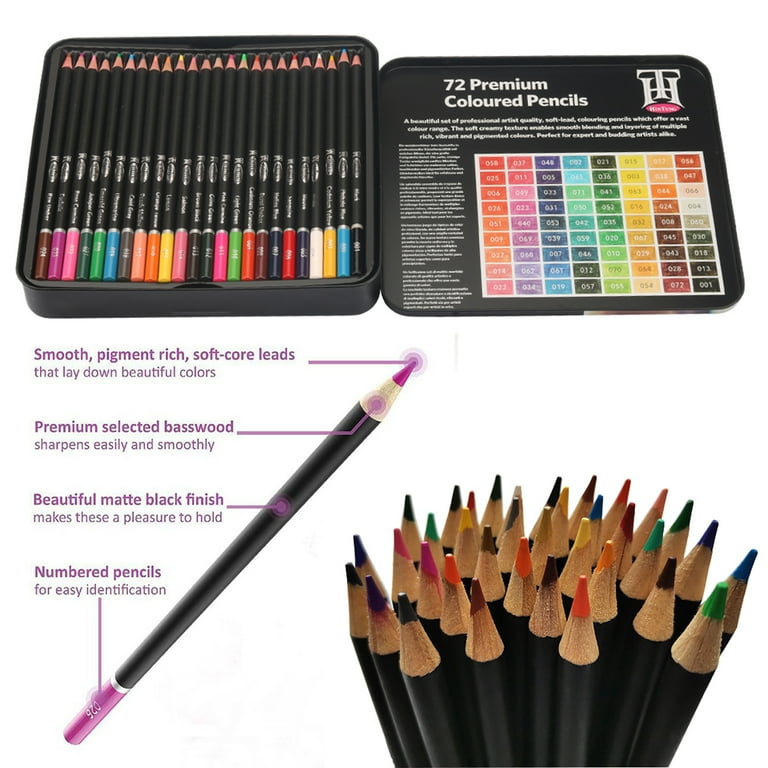 Hintung Professional Colouring Pencils for Adults Colouring Books Artist Pack of 72 Coloured Pencils Perfect for Student or Children School Art