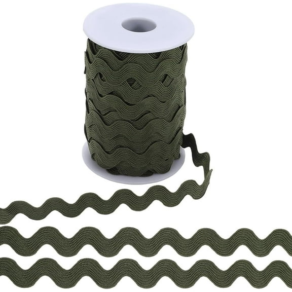 25 Yards x 10mm RIC Rac Trim Wavy Bending Ribbon Dark Olive Green Rick Rack Fringe Trim Polyester Zig Zag Lace Edging Ribbons