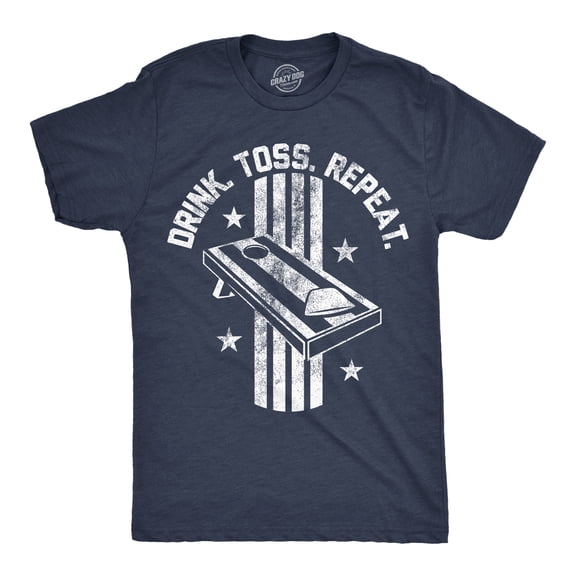 Mens Funny T Shirts Drink Toss Repeat Sarcastic Cornhole Graphic Novelty Tee For Men Graphic Tees