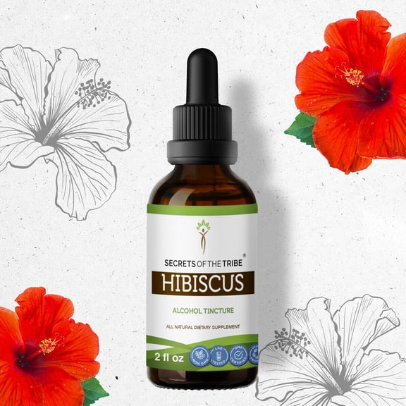 Hibiscus Tincture Alcohol Extract, Organic Hibiscus (Hibiscus Sabdariffa) Dried Flower 2 oz
