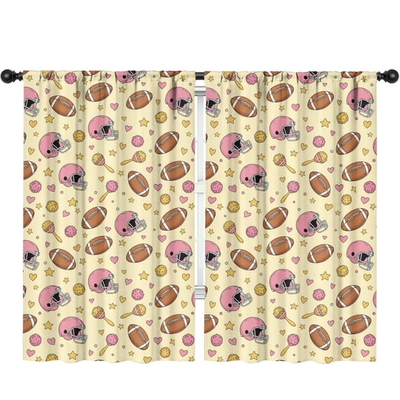 Kid Curtains,Football Helmet Beige Pattern Kid Insulated Curtains Set Of 2,Bedroom Essentials,Toddler Room Decor 52"x84"