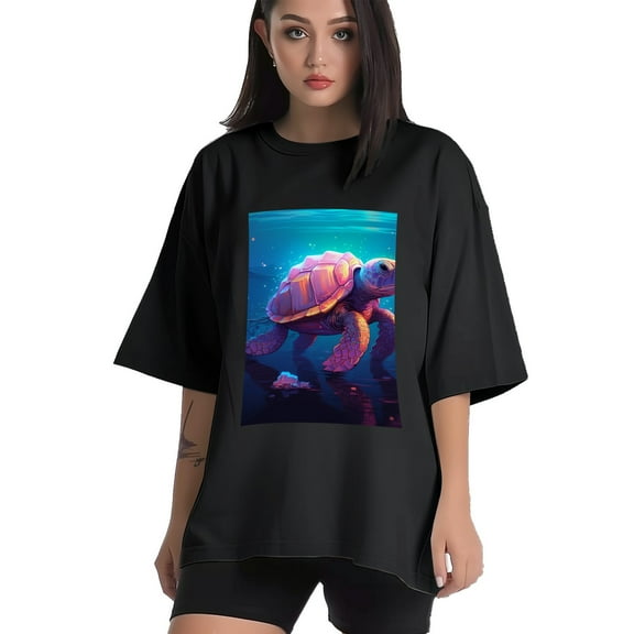 Plus Size Shirt for Women Black Tops for Women Short Sleeves Shirt for Women Turtle T Shirt Crewneck Shirt for Women XS