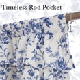 thumbnail image 4 of NICETOWN Ruffled Valance Curtain for Window, Linen Peony Floral Valance Shabby Chic Small Window Treatment for Kitchen, Farmhouse Light Filtering Rod Pocket Valance Curtains, Blue, 52"x18", 1 Panel, 4 of 10