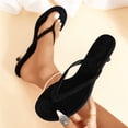 thumbnail image 2 of Womens Black Velvet Thong Sandals Chunky Low Heel Slide Mules Casual Comfort Summer Shoes,Size 9.5, 2 of 8