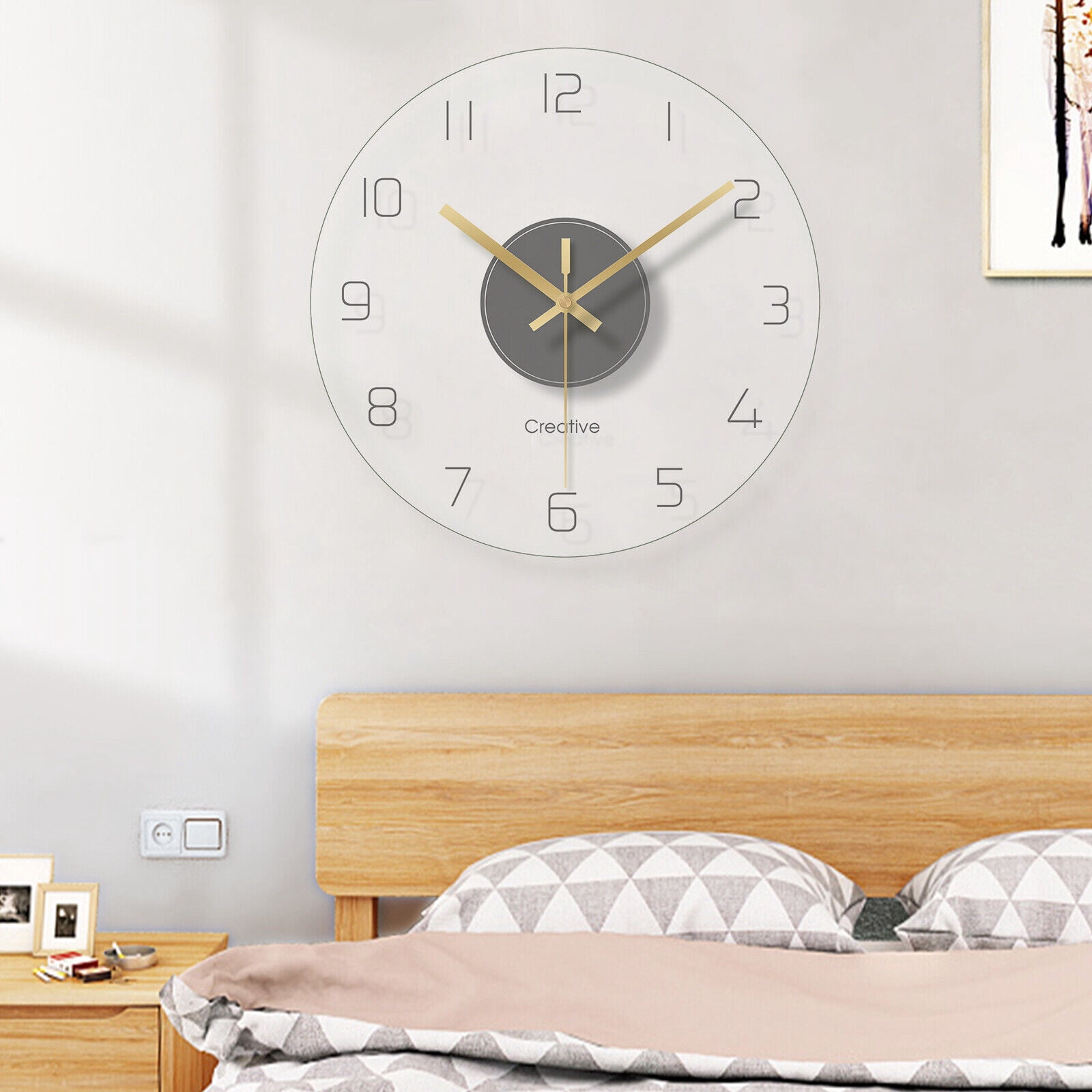 Wall Clock 12 Inch Clear Glass Wall Clocks Non-Ticking Battery Operated Ultra-Quiet Movement Quartz for Office Classroom School Home Living Room