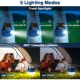 thumbnail image 2 of USB or Solar Rechargeable LED Camping Light 2400mAh 5 Mode Torch Waterproof Portable Hanging Torch for Camping, Reading, DIY, Rescue, Garage, Cave [Energy Class B], 2 of 5
