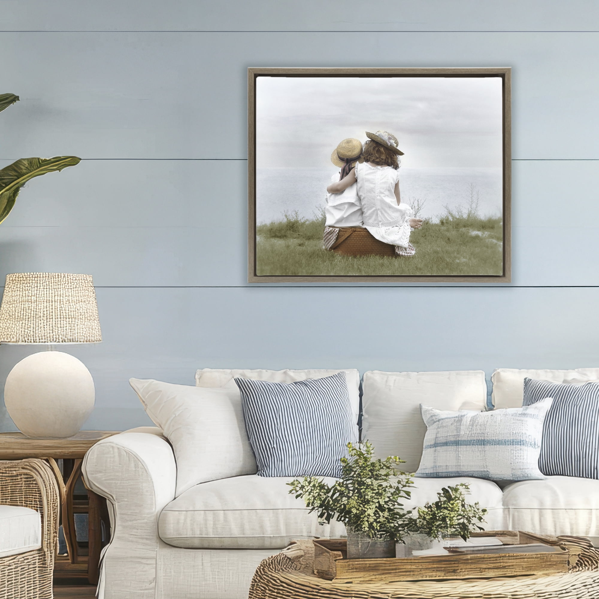 Stupell Industries Friends By The Ocean Brown Framed Floater Canvas Wall Art, design by Kendra Dew
