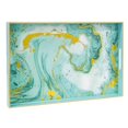 thumbnail image 1 of Bandeja de servir turquesa con asas, bandeja decorativa de plástico para mesa de centro, bandeja rectangular para baño, otomana, almacenamiento, 15.7 pulgadas de largo x 10.2 pulgadas de ancho, 1 of 7
