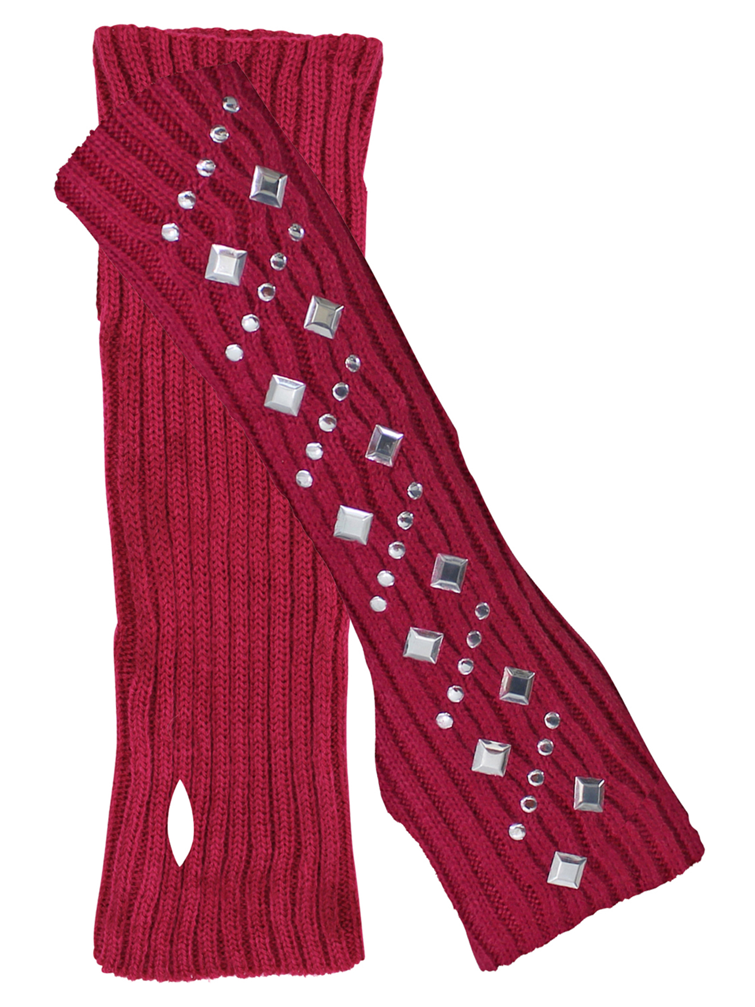 Hot Pink Studded Knit Arm Warmers