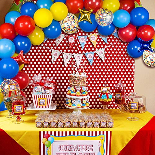 Circus Carnival Clown Birthday Party Shower Smash Cake Topper Red Yellow Royal Blue