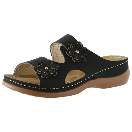 

PEASKJP Platform Sandals Women’s Sofia Sandals for Casual Walking and Everyday (Black 8)