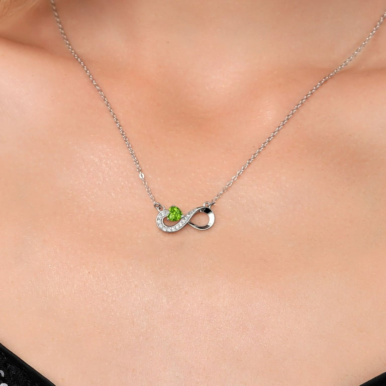 Gem Stone King 925 Sterling Silver Green Peridot Infinity Pendant Gem Stone King 925 Sterling Silver Green Peridot Infinity Pendant