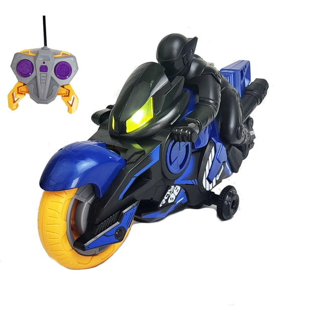 Remote Control Motorcycles - 360° Spinning Action, High-Speed Drift Racing Motorbike with LED Lights (Blue)