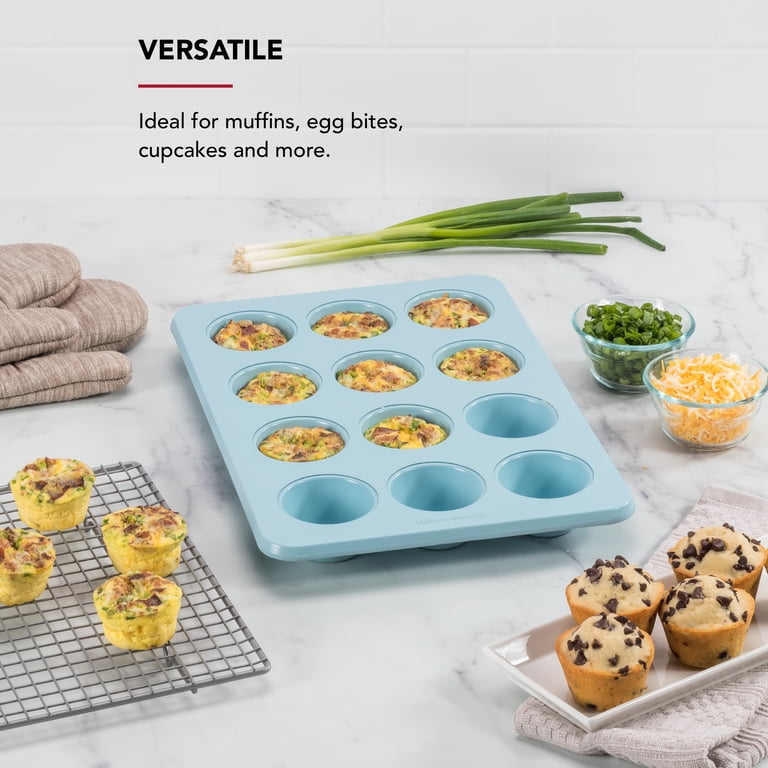 Boxiki Kitchen 12-Cup Mini Muffin Pan With Silicone Liners - Non-Stick Steel Baking Tin For Mini Cupcakes, Quiches & More-794799