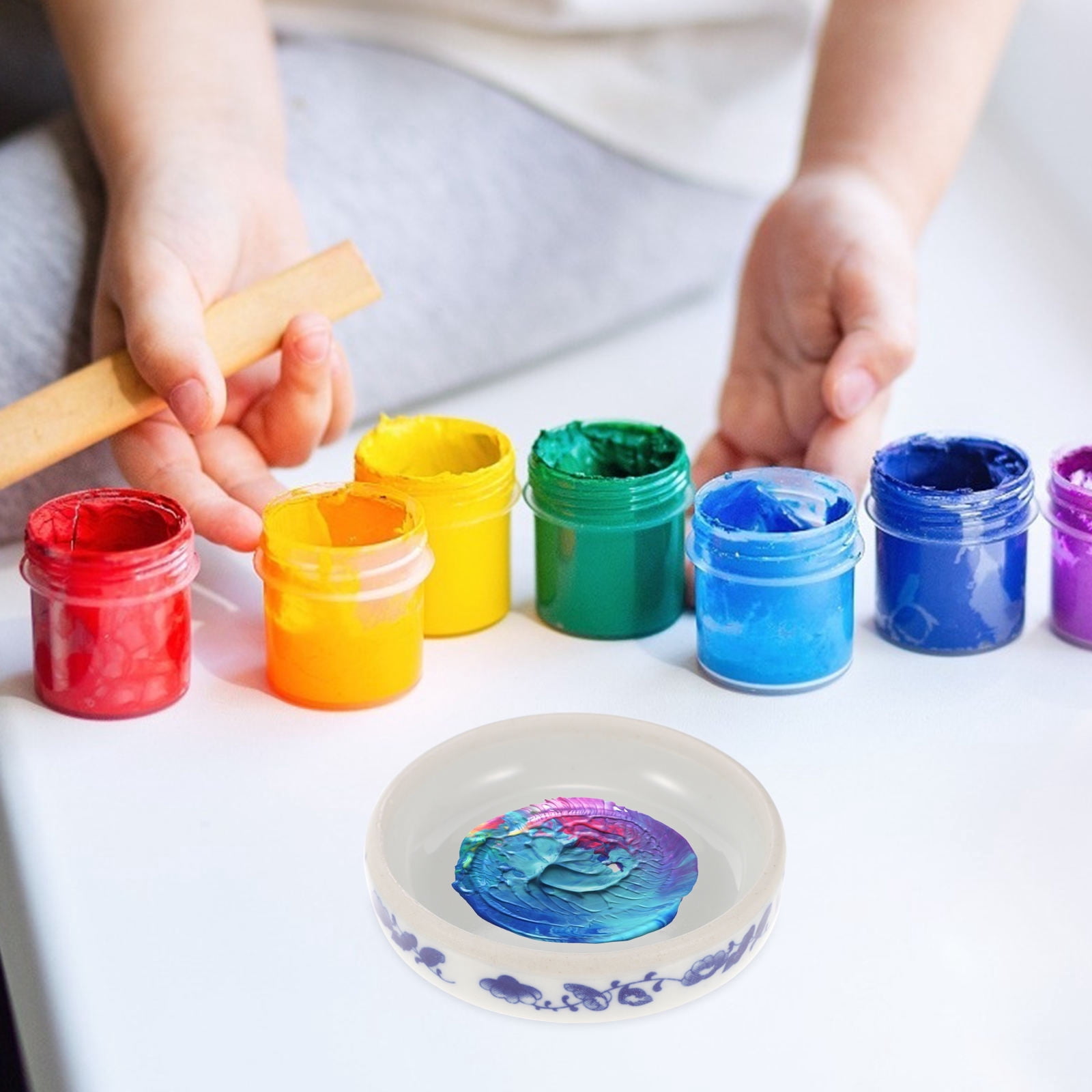 Raindrops  Five Blue and White Color Palette Practical Pigment Tray