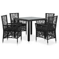 thumbnail image 1 of vidaXL 5 Piece Outdoor Dining Set Poly Rattan Black, 1 of 5