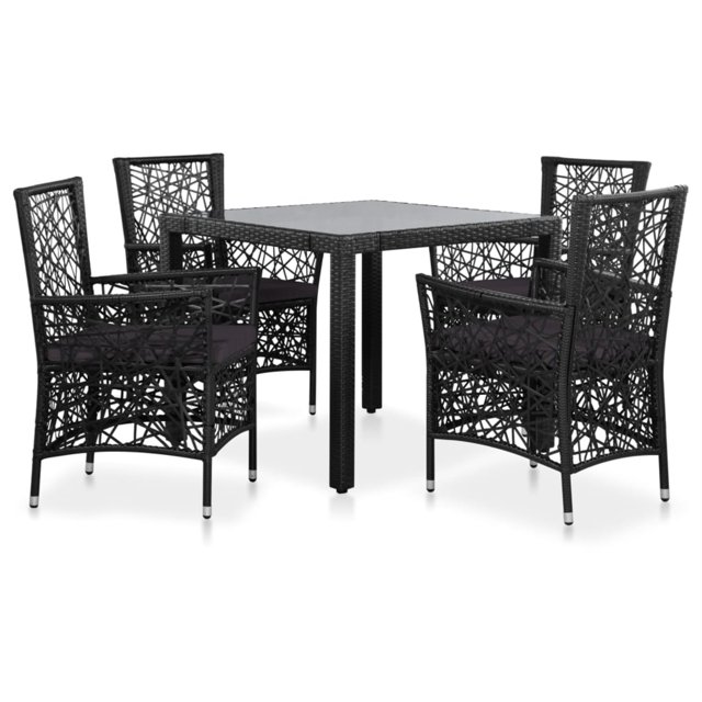 vidaXL Ensemble de Salle à Manger d'Extérieur 5 Pcs en Rotin Synthétique Noir