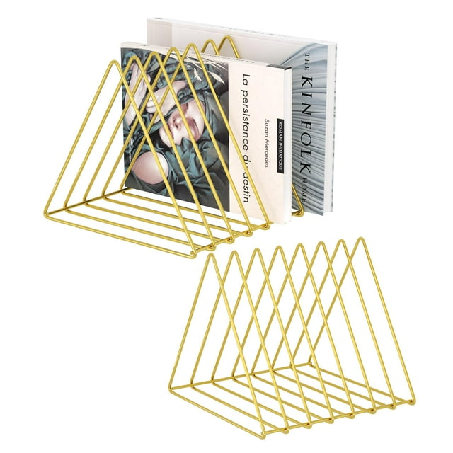 Organizador de escritorio triangular Urban Deco, 7 secciones, dorado, juego de 2