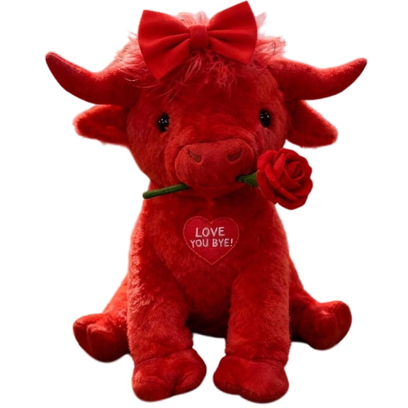 Red Highland Cow Stuffed Animal Plush, 10" Soft Toy, Valentine's Day Gift for Women Men, Birthday Present, New Year Home Decor