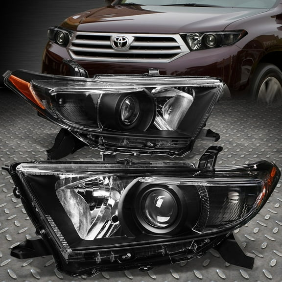 FOR 11-13 TOYOTA HIGHLANDER BLACK HOUSING AMBER CORNER PROJECTOR HEADLIGHT LAMP